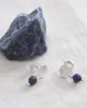 Boucles d’oreilles Mini Coin argentées et Lapis Lazuli