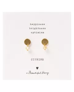 A Beautiful Story - Mini Coin Citrien Goud Oorbellen