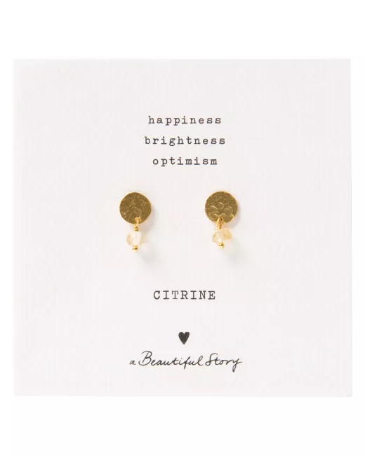 A Beautiful Story - Mini Coin Citrine Gold Earrings