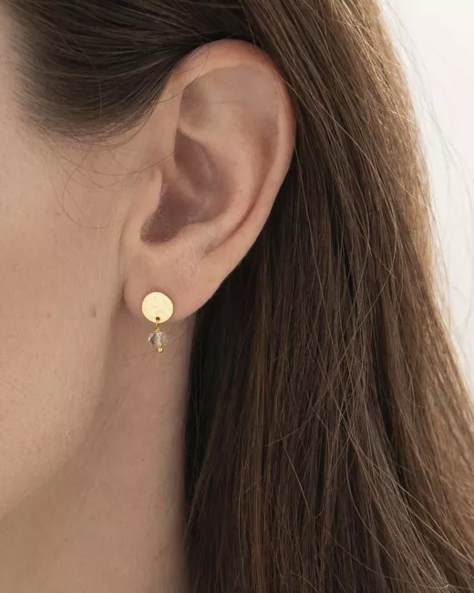 A Beautiful Story - Mini Coin Citrien Goud Oorbellen