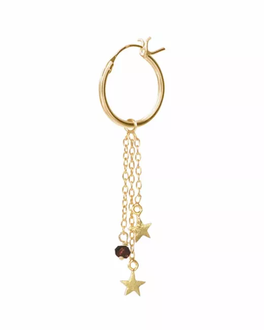 Boucle d’oreille Stars Black Onyx Sterling Gold plated Hoop