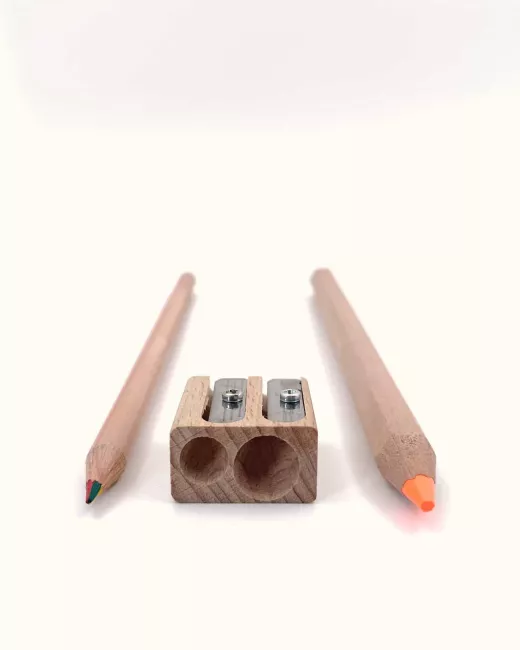 Ecobos - Natural wood double pencil sharpener