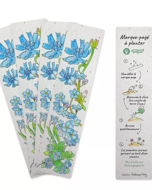 Growing paper – Marque-page à planter – Bleu