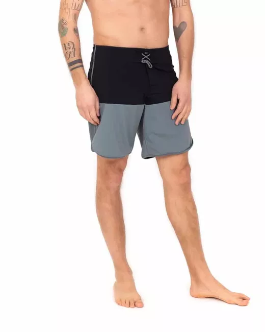 BLEED – Eco Retro ECONYL® Boardshorts Grey  Black BLEED – Eco Retro ECONYL® Boardshorts Grey  Black