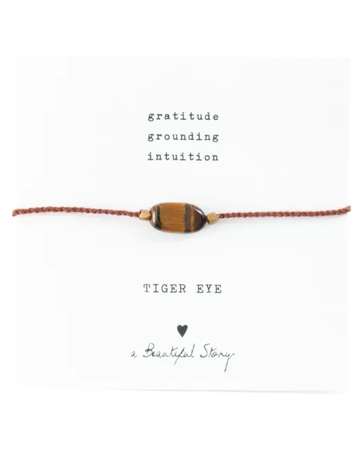 Gemstone Card Tiger Eye Gold Bracelet