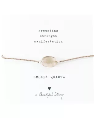 Gemstone Card Smokey Quartz Silver Bracelet