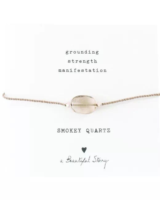 Gemstone Card Smokey Quartz Silver Bracelet