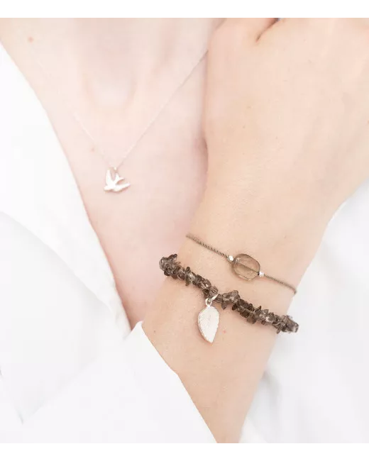 Gemstone Card Smokey Quartz Silver Bracelet Gemstone Card Smokey Quartz Silver Bracelet