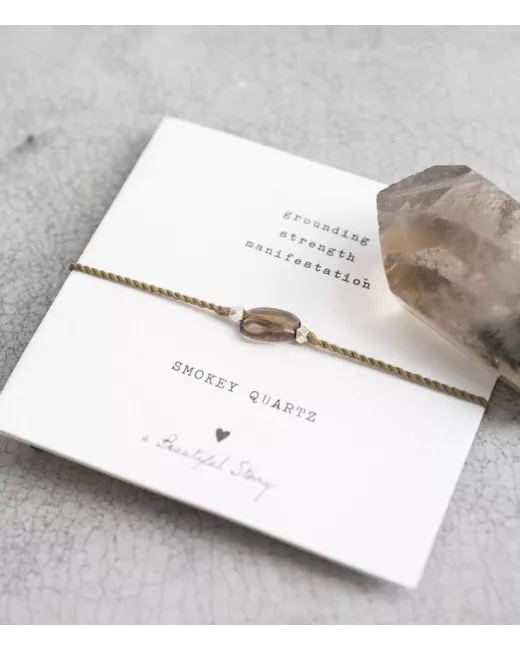 Gemstone Card Smokey Quartz Silver Bracelet Gemstone Card Smokey Quartz Silver Bracelet