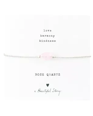 Gemstone Card Rose Quartz Silver Bracelet