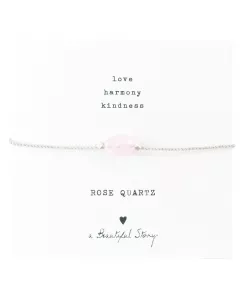 Gemstone Card Rose Quartz Silver Bracelet Gemstone Card Rose Quartz Silver Bracelet