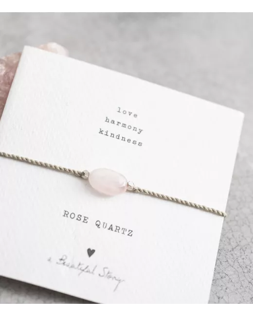 Gemstone Card Rose Quartz Silver Bracelet Gemstone Card Rose Quartz Silver Bracelet
