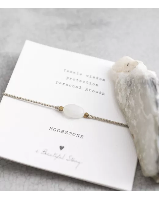 Gemstone Card Moonstone Gold Bracelet