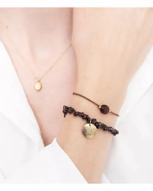 Gemstone Card Garnet Gold Bracelet