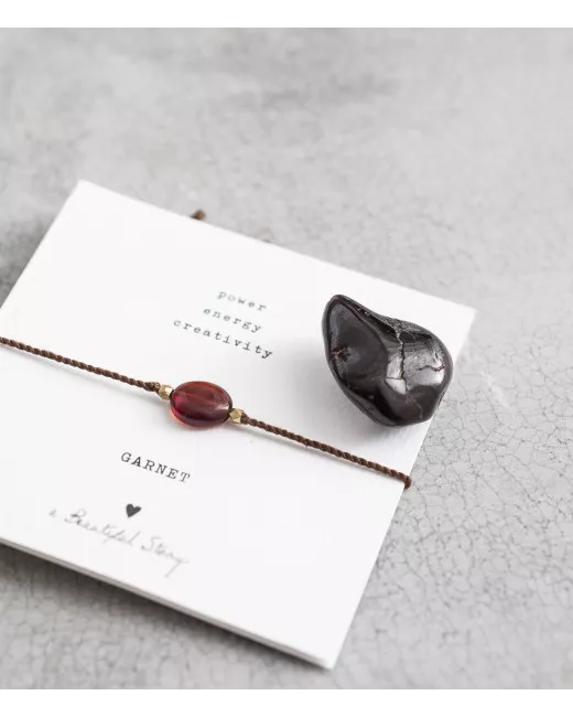 Gemstone Card Garnet Gold Bracelet