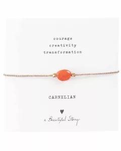 Gemstone Card Carnelian Gold Bracelet