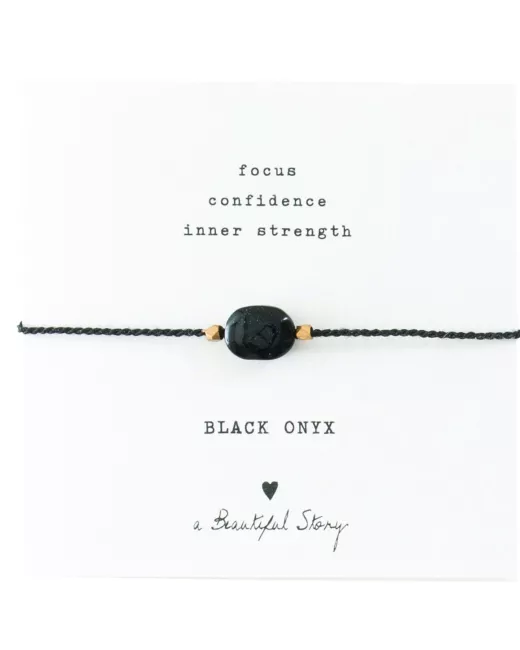 Gemstone Card Black Onyx Gold Bracelet