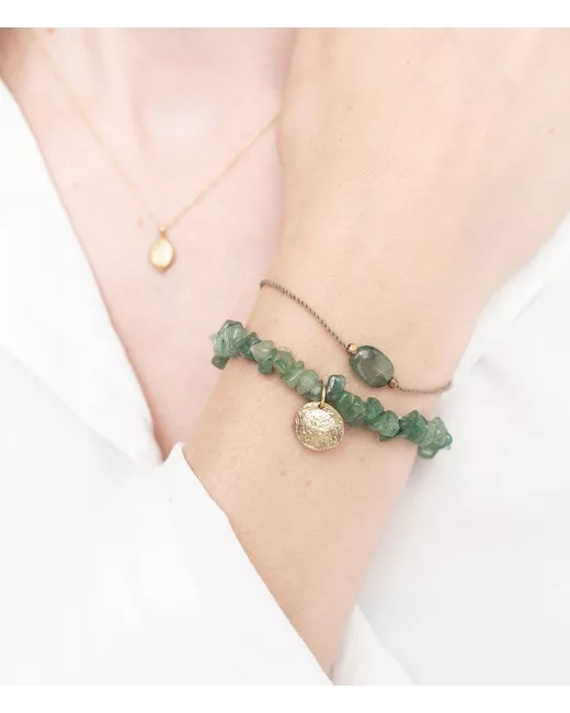 Gemstone Card Aventurine Gold Bracelet
