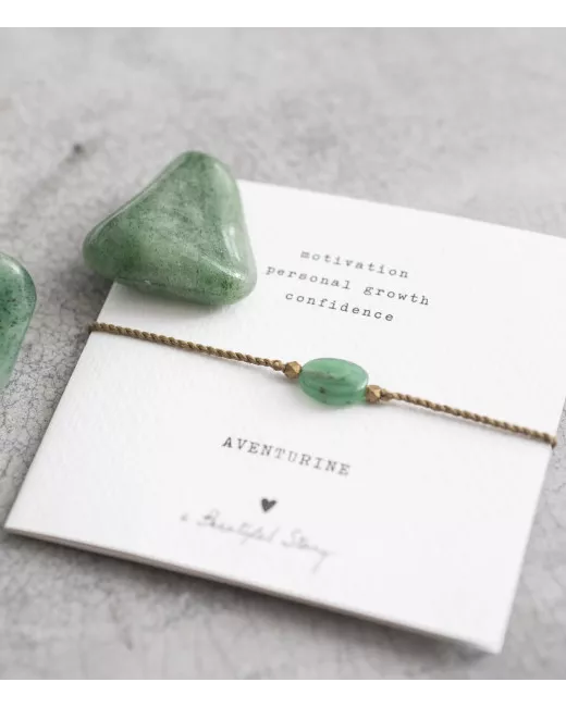 Gemstone Card Aventurine Gold Bracelet