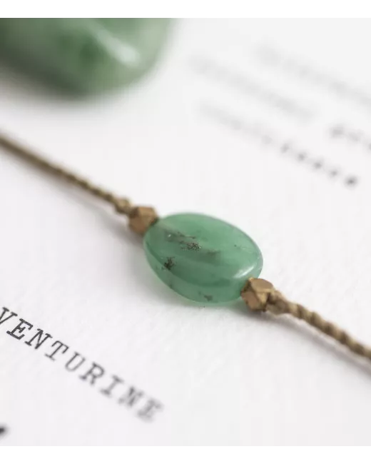 Gemstone Card Aventurine Gold Bracelet