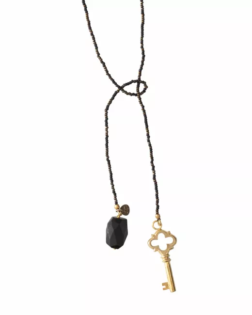 Nova Zwarte Onyx Goud Ketting