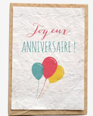 Growing paper – Carte ensemencée – Joyeux anniversaire Ballons