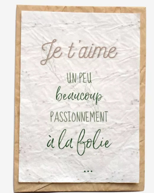 Growing paper – Carte ensemencée – Je t’aime