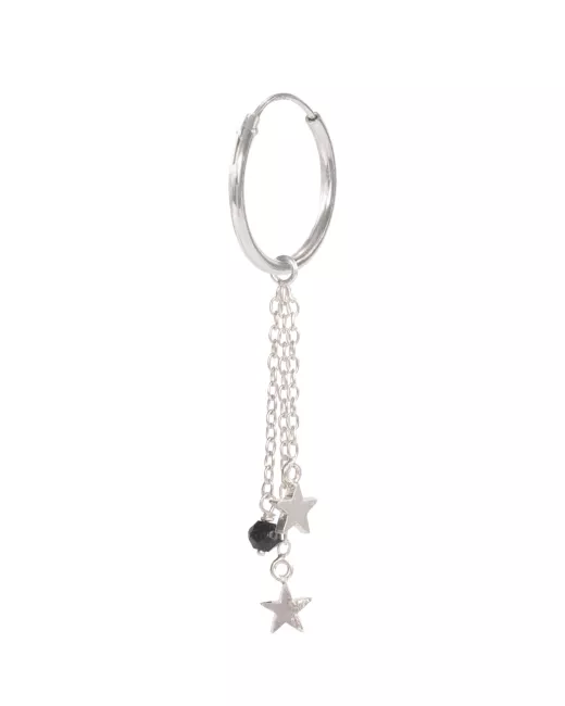 Boucle d’oreille Stars Black Onyx Sterling Silver Hoop