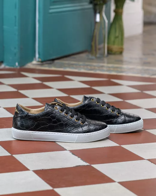 Minuit sur Terre  – Baskets Virevolte – Noir Croco Minuit sur Terre  – Baskets Virevolte – Noir Croco