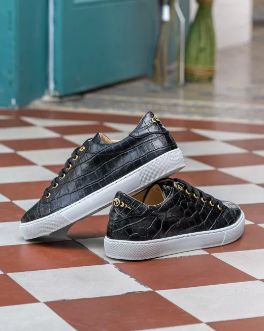 Minuit sur Terre  – Baskets Virevolte – Noir Croco Minuit sur Terre  – Baskets Virevolte – Noir Croco