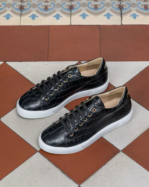 Minuit sur Terre  – Baskets Virevolte – Noir Croco Minuit sur Terre  – Baskets Virevolte – Noir Croco