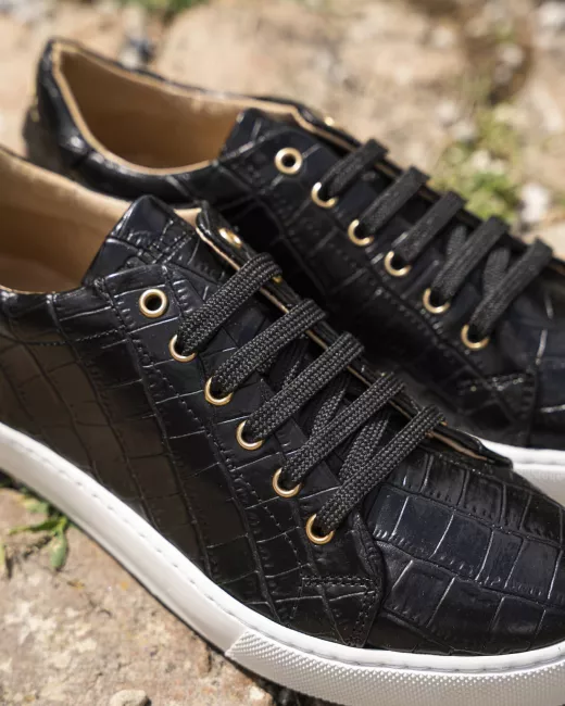 Minuit sur Terre  – Baskets Virevolte – Noir Croco Minuit sur Terre  – Baskets Virevolte – Noir Croco